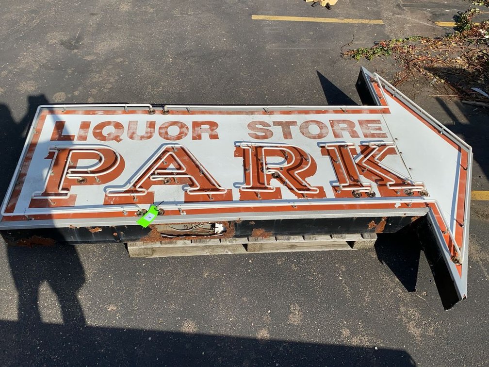 Vintage Liquor Store PARK Neon Arrow Sign