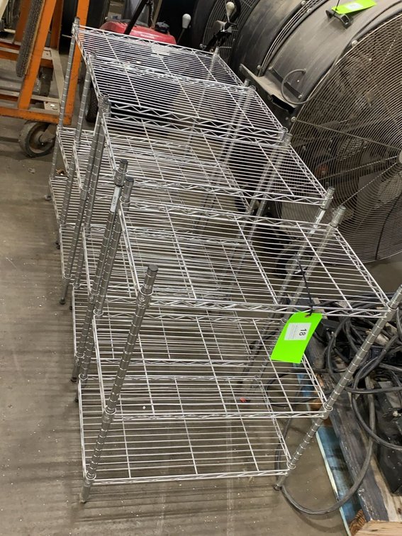 Group of 4 Chrome Wire Shelving Racks