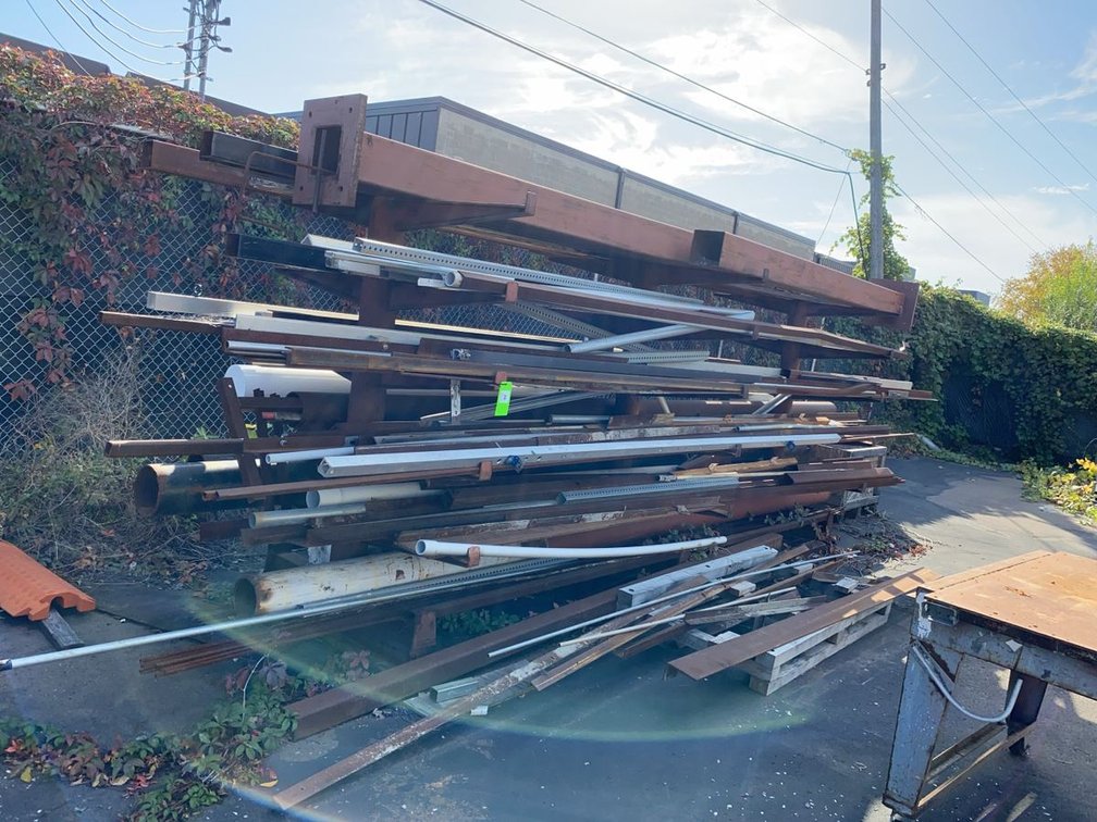 Group of Structural Steel / Aluminum Stock with Cantilever Rack