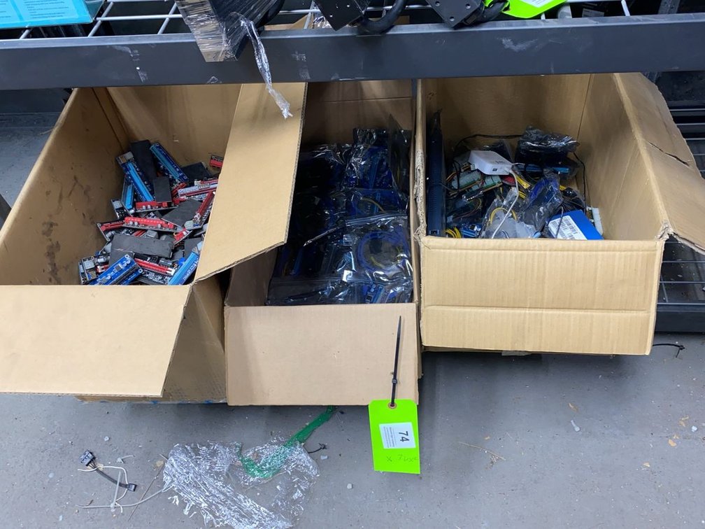 Group of Crypto Mining Riser Cards and Accessories
