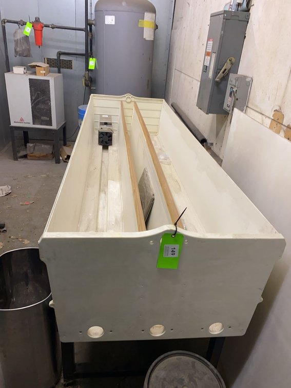 Fiberglass Dual-Channel Trough on Steel Stand