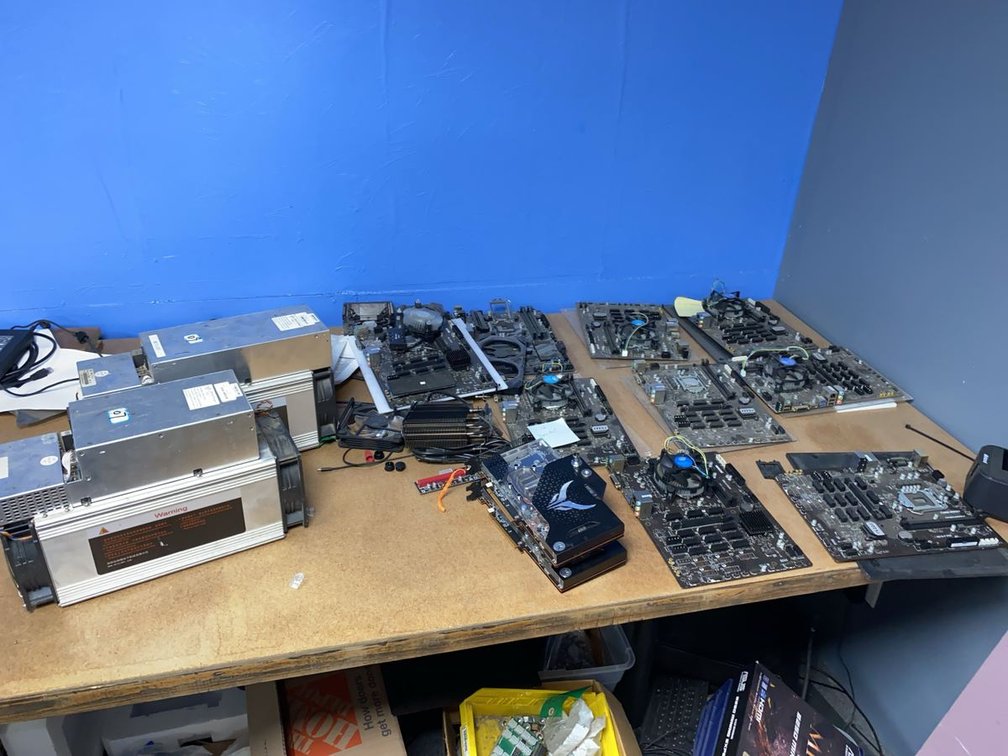 Group of Cryptocurrency Mining PC Components