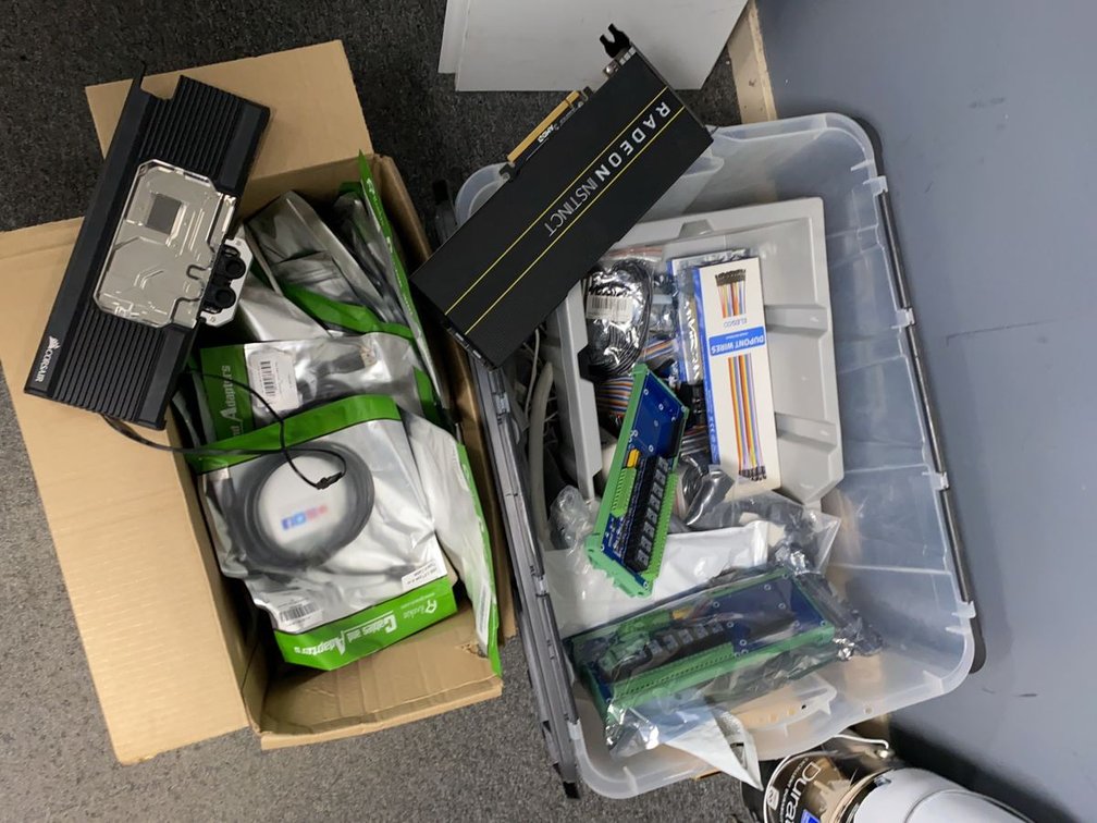 Group of AMD Radeon Instinct GPU and Assorted PC Components