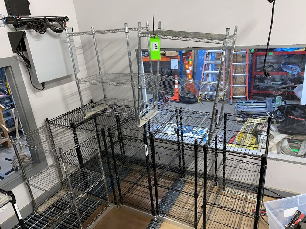 Group of Metal Wire Storage Shelving
