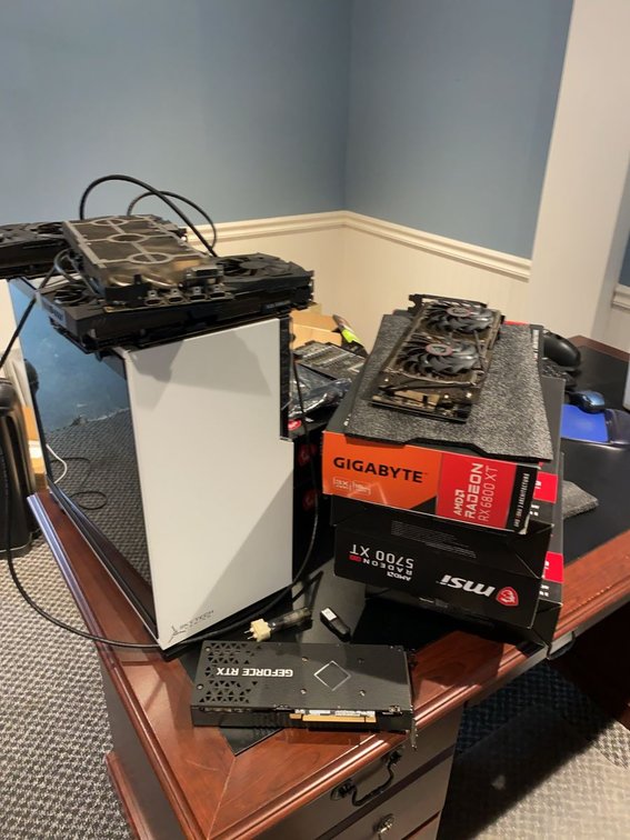 Group of GPU Boards and Skytech Gaming Desktop Case