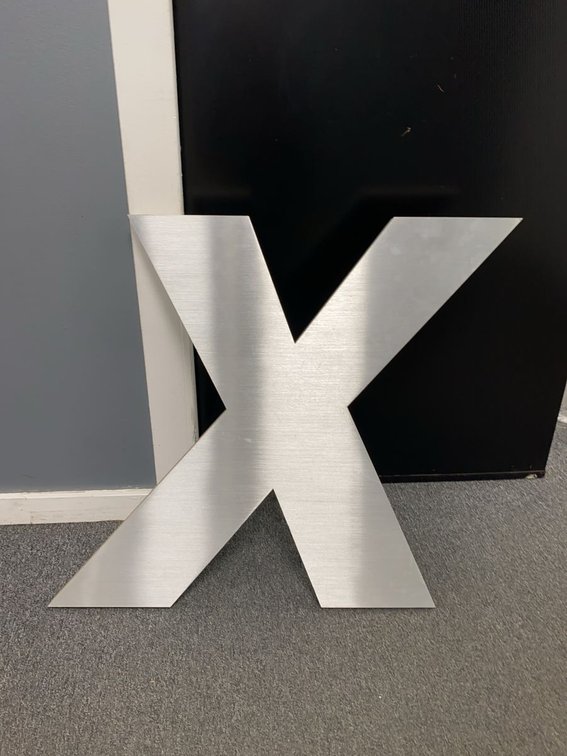 Brushed Aluminum Letter X Architectural Wall Sign