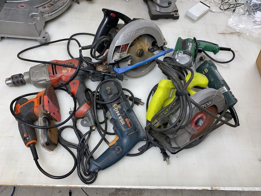 Group of Corded Handheld Shop Equipment