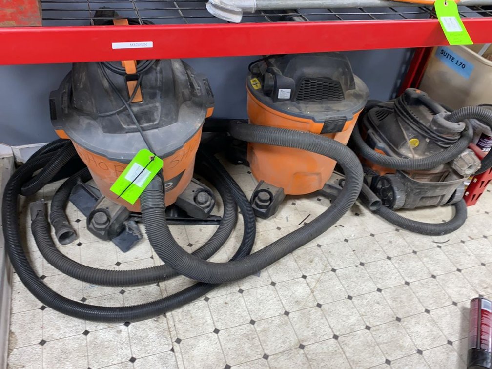 Group of 3 Ridgid Shop Vacuums