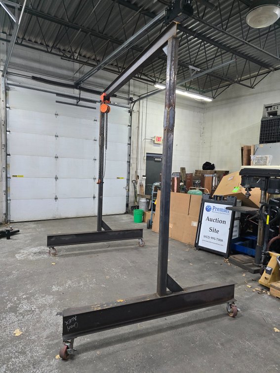 Shop Made Mobile Gantry with a 1-Ton Manual Chain Hoist.
