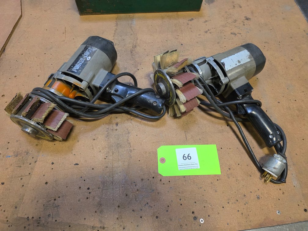 (2) Porter Cable Model 7401, Variable Speed 7" Polishers with Flap Wheel Adaptors.