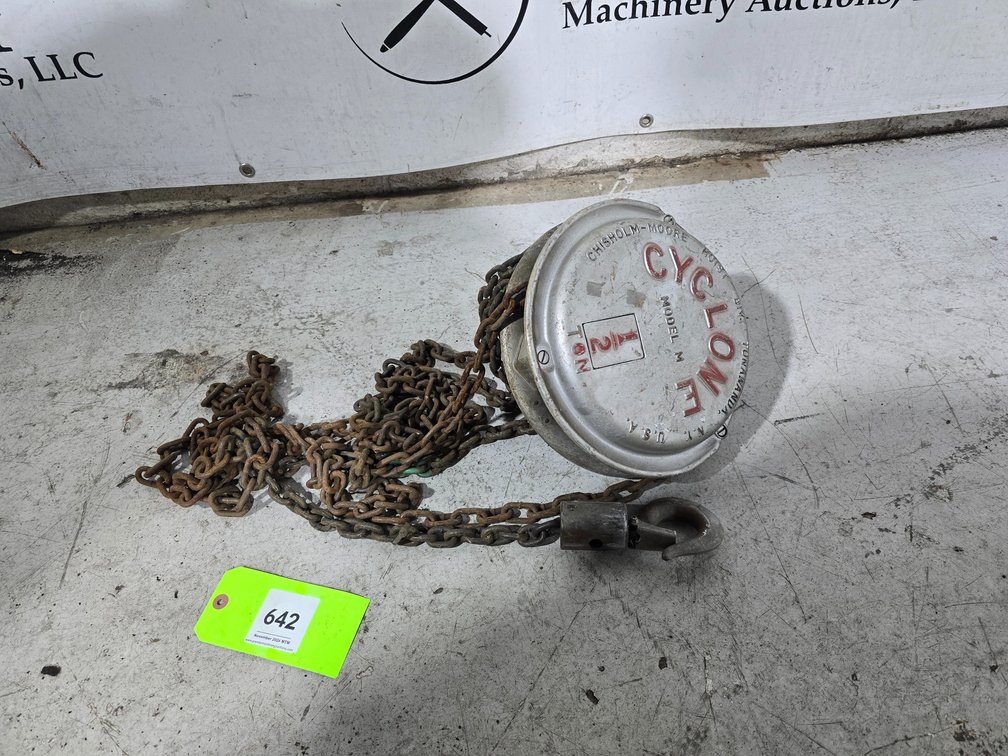 Chisholm-Moore Cyclone Model M 1/2 Ton Manual Chain Hoist.