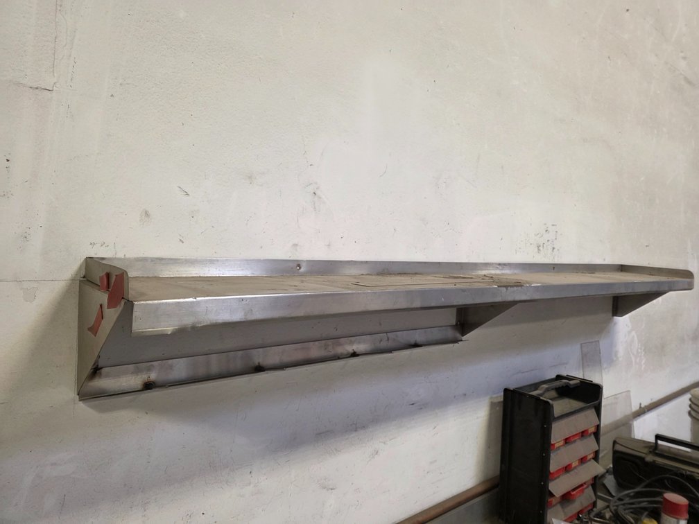 89" x 12" Deep Wall Mounted Stainless Shelving Unit.