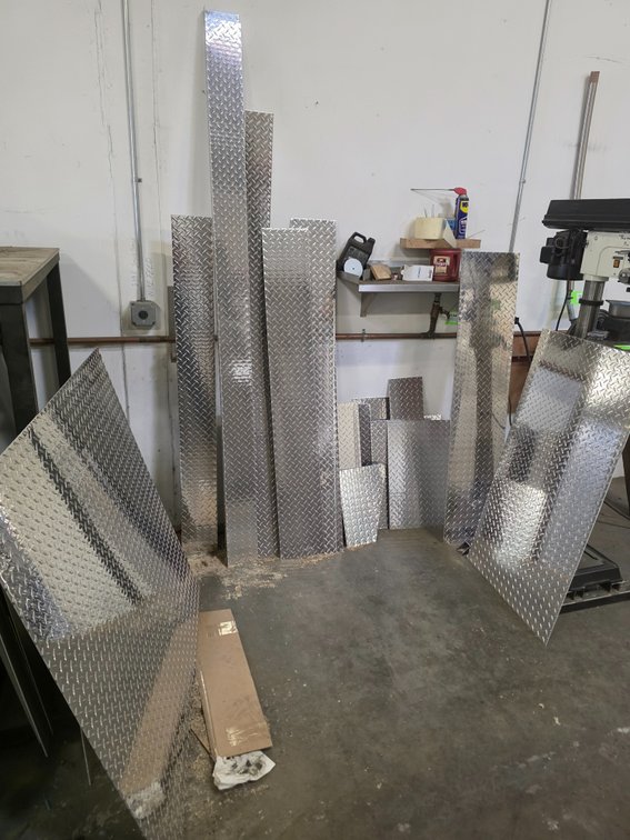 Group of Aluminum Diamond Plate Drops.