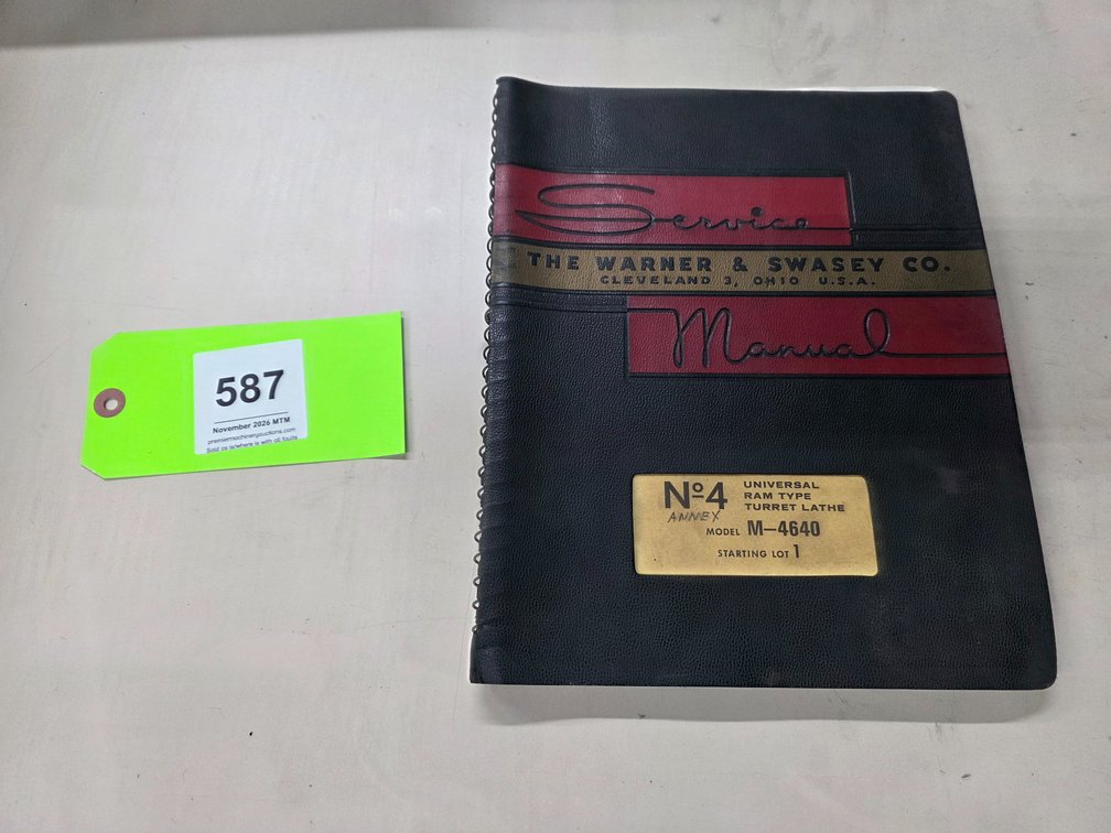 Warner Swasey No. 4 Universal Turret Lathe Service Manual.