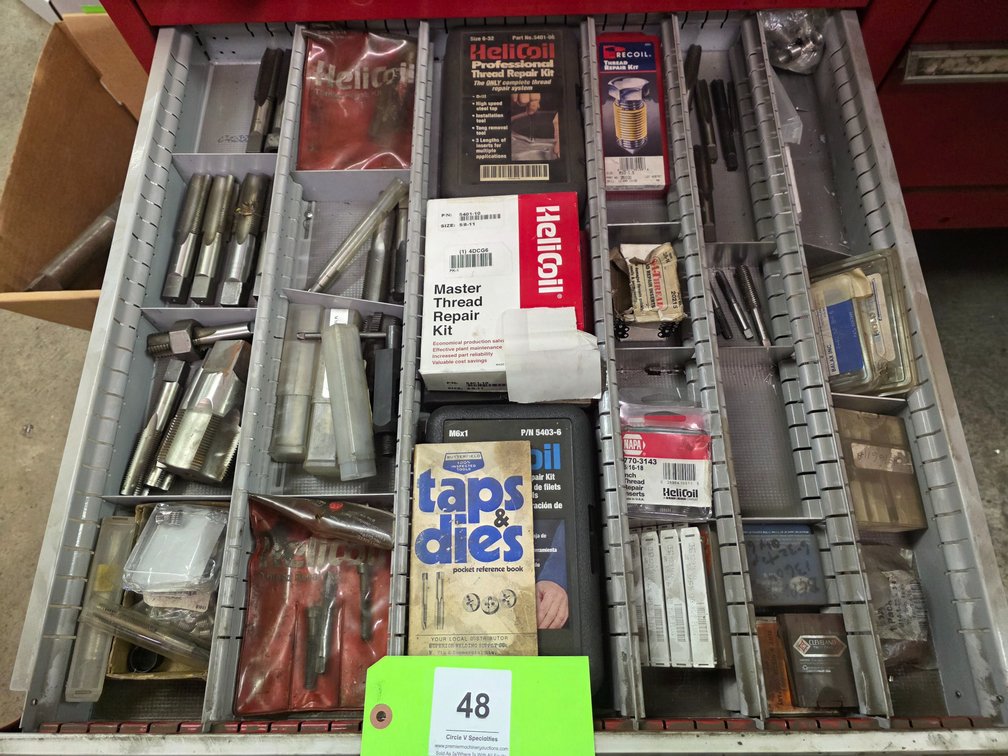 Large Assortment of Helicoil Thread Repair and Various Taps.