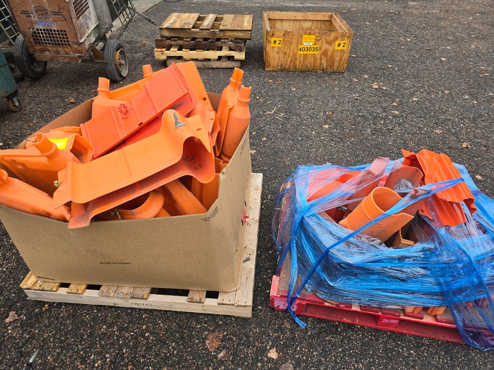 Crate and Pallet of Utility Line and Crossarm Guards.