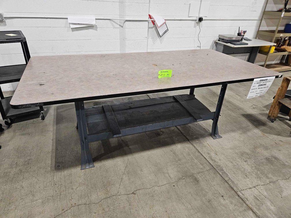 Metal Framed Table With Laminate Top.