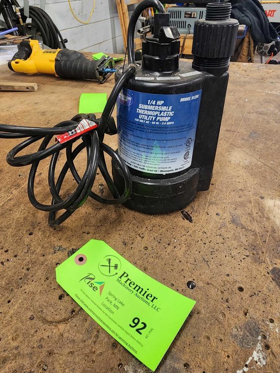 Superior Pump Model 91250, 1/4 HP Submersible Thermoplastic Utility Pump. 
