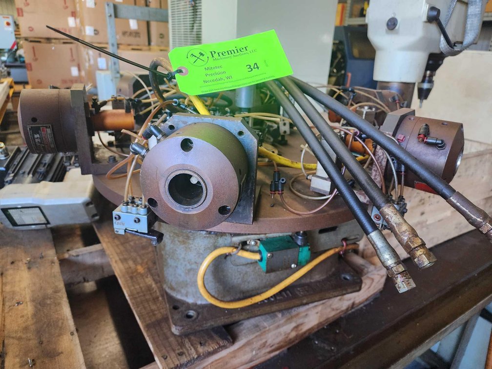Graham Model 20-200 Index Table w/ (6) Station Pneumatic Collet Closers. 