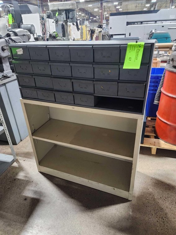 Multi-Drawer Cabinet and Metal Shelf Unit.