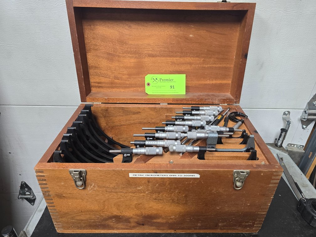 Metric Micrometer Set with Wood Case.