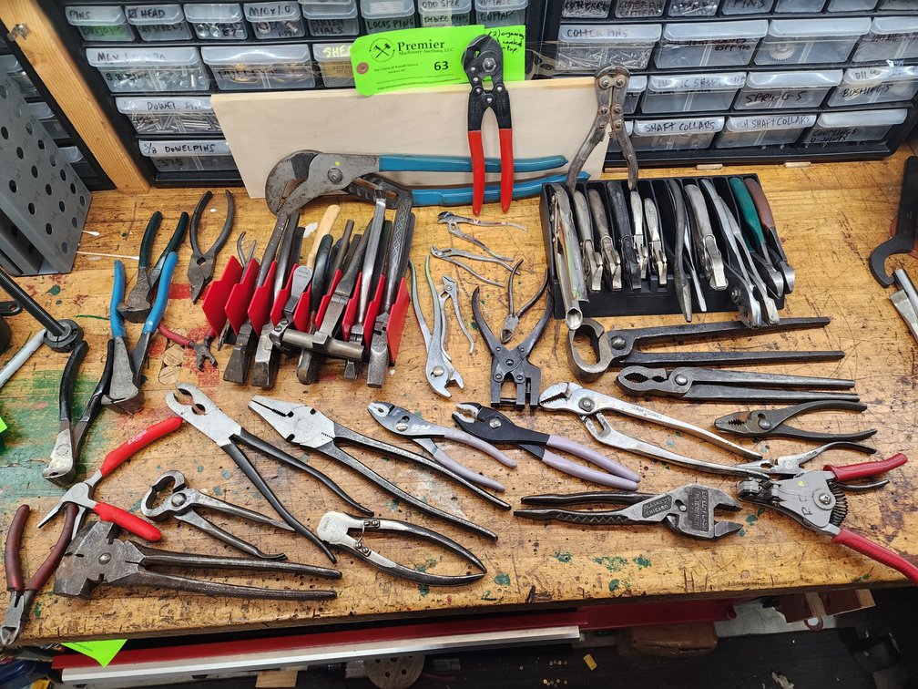Huge Assortment of Pliers, Sheet Metal Tools, and More. 