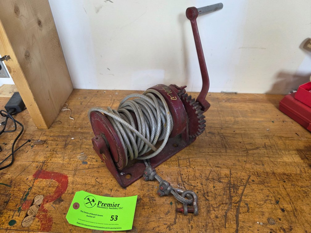 Gold Foundry & Machine Manual Cable Winch. 