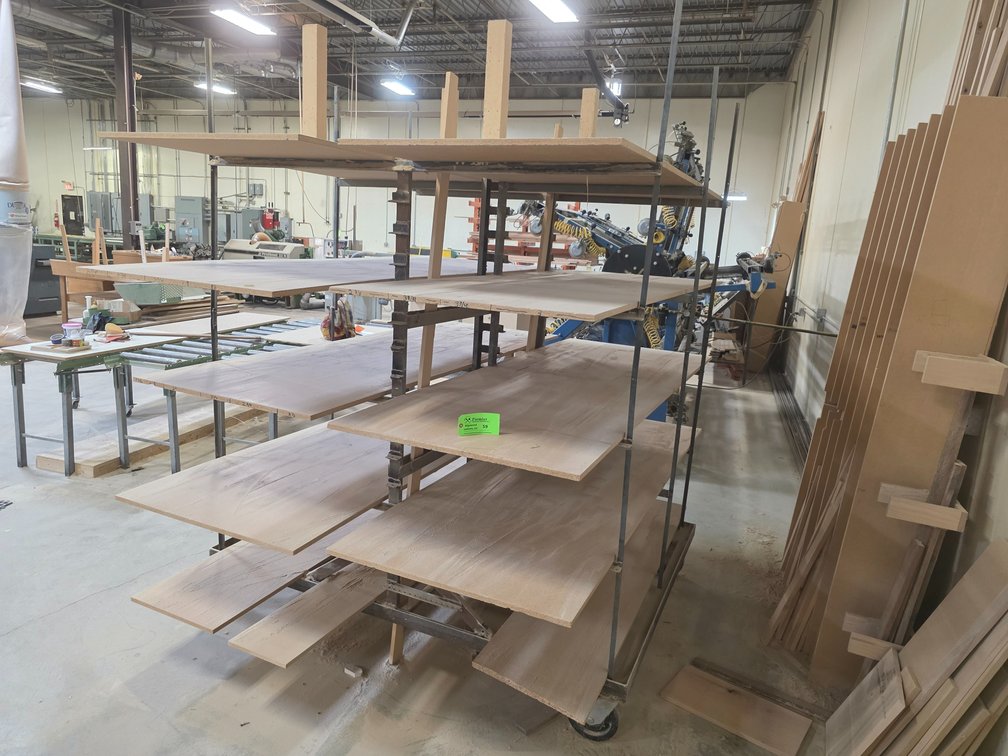Steel Frame Wood Storage Rolling Rack. 