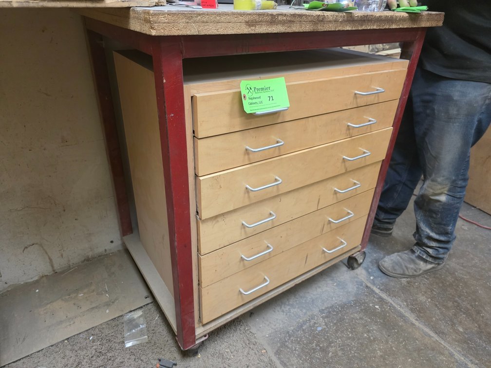 Rolling 6-Drawer Workbench In Steel Frame Cart. 