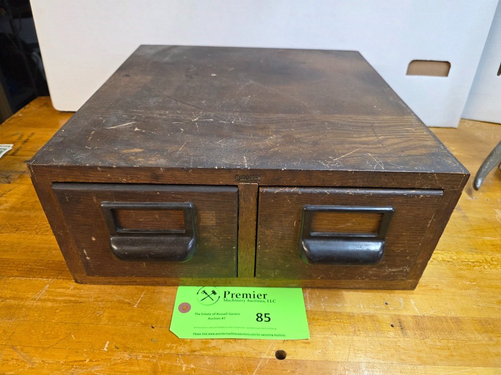 Vintage 2-Drawer Wood Cabinet.