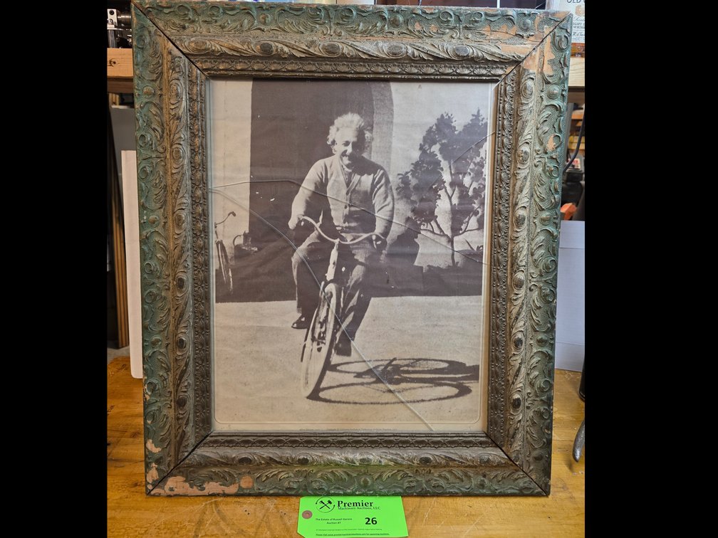 Framed Print of Einstein on a Bicycle.
