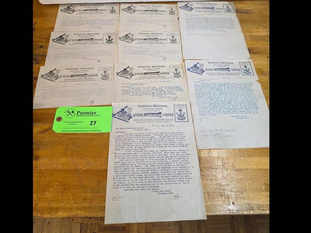 Group of Hardinge Bros. Correspondence 