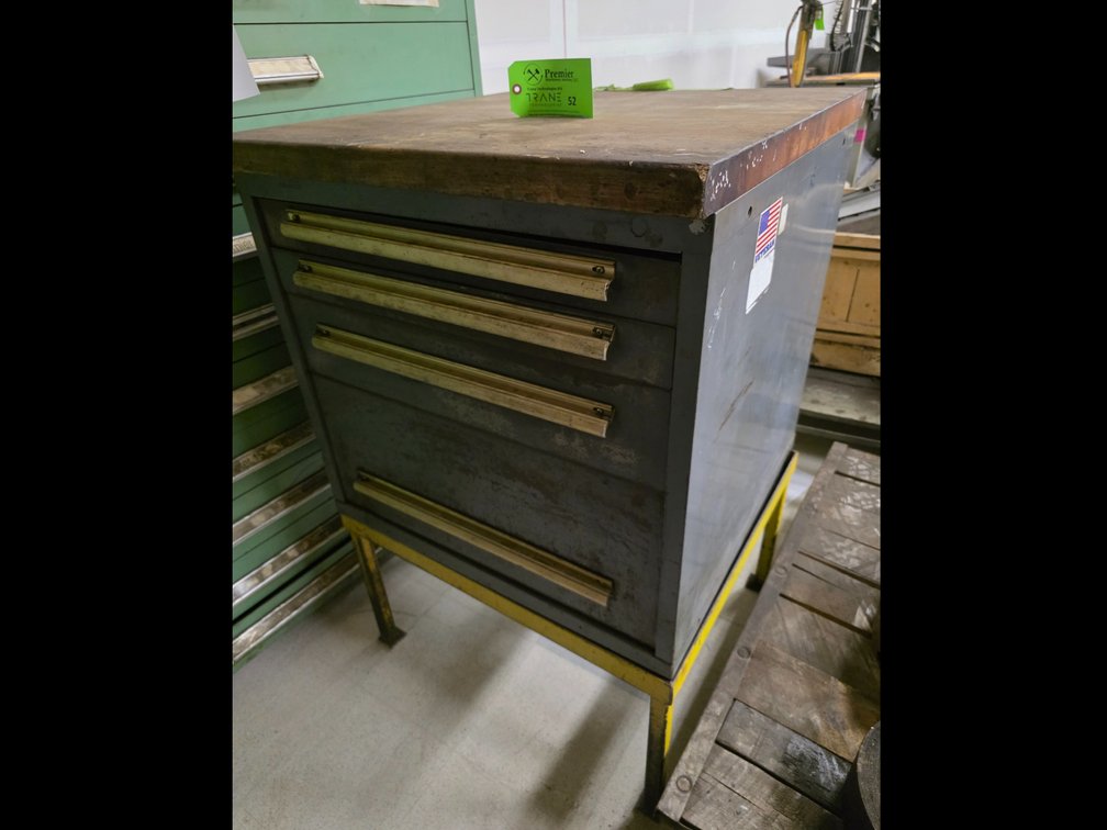 Equipto 4-Drawer Ball Bearing Slide Drawer Unit on Riser. 