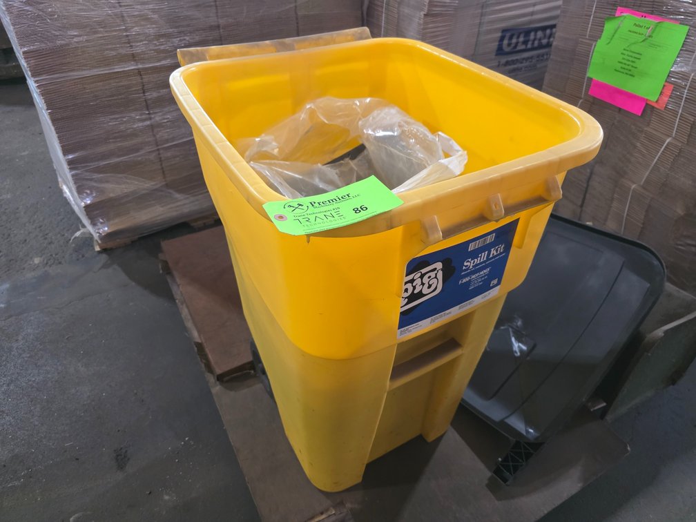 Pig Spill Containment Kit in Rolling Trash Can. 