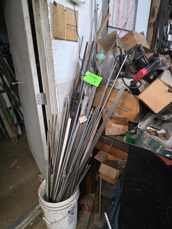 Bucket of Assorted Threaded Rod.