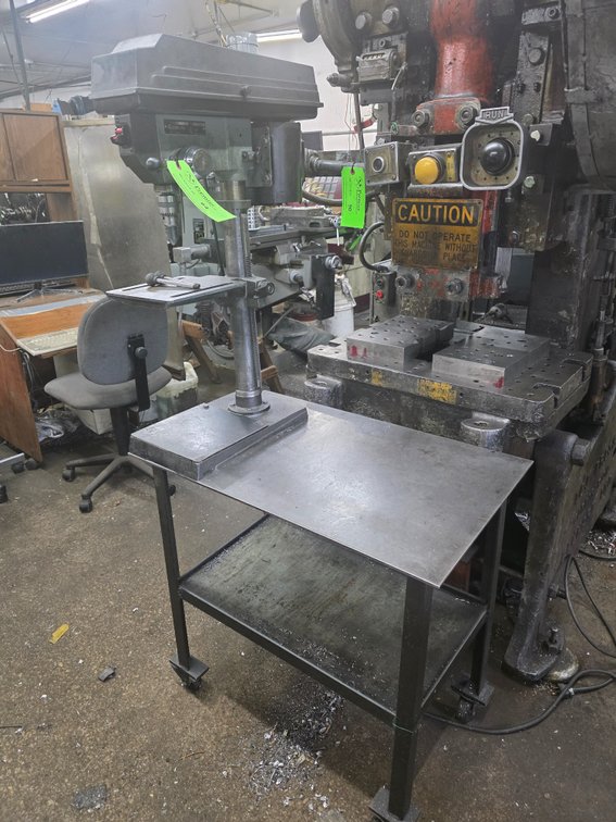 Delta Cat. No. 11-990 Drill Press on Metal Cart.