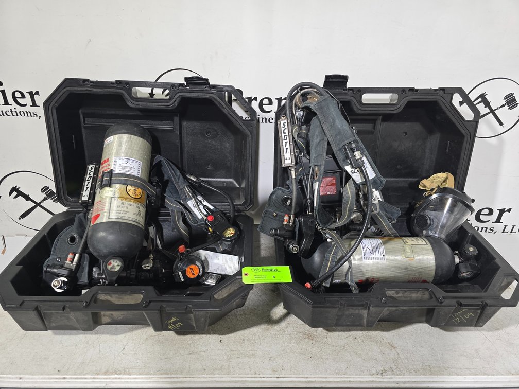 (2) Scott 4.5 SCBA Scuba Tank Sets with Cases 