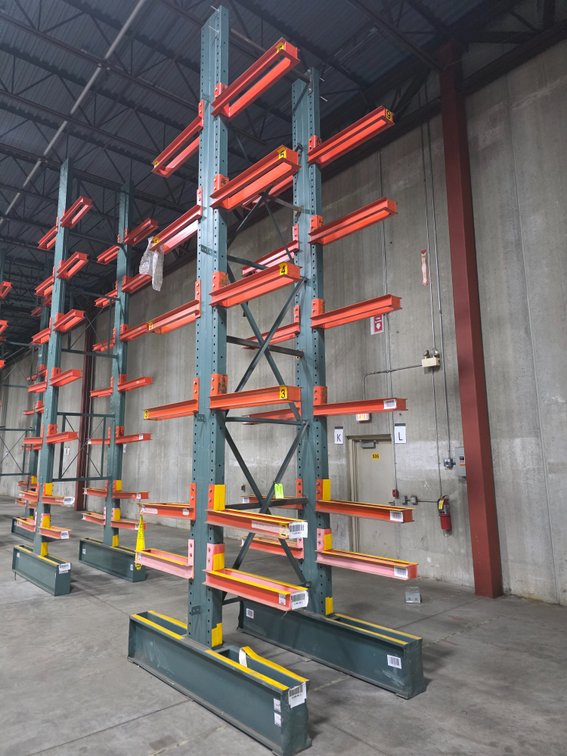 Section of Heavy Duty Cantilever Racking - Note: This Rack is Welded Together.  Arms Have Been Removed.