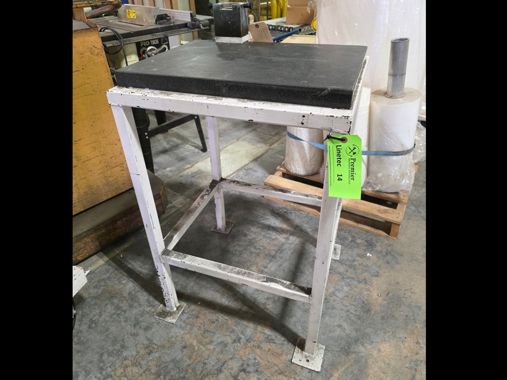 Granite Inspection Plate on Metal Stand.