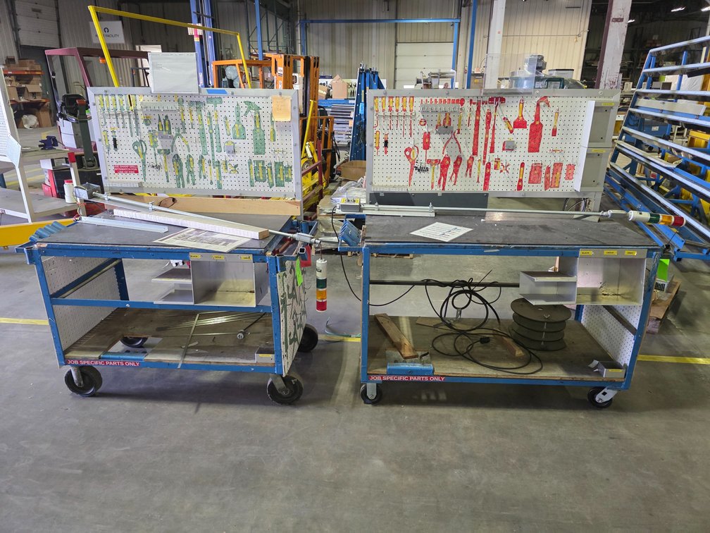 (2) Metal Framed Rolling Workstations.