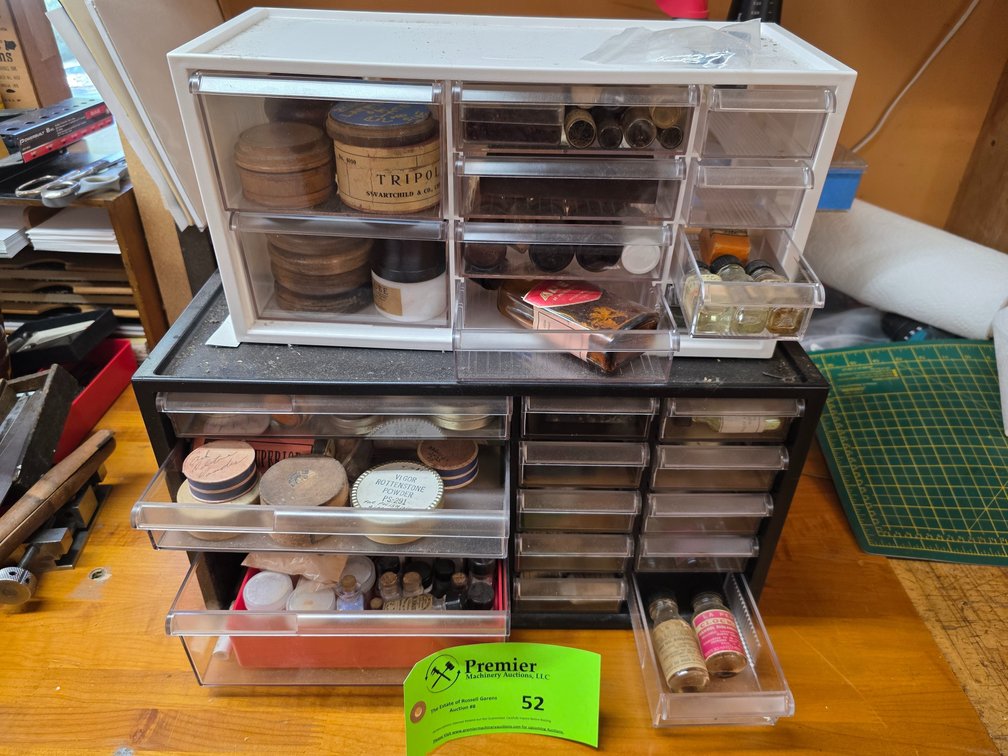 (2) Small Parts Containers with Vintage Watch Oils and Lapping Compounds. 