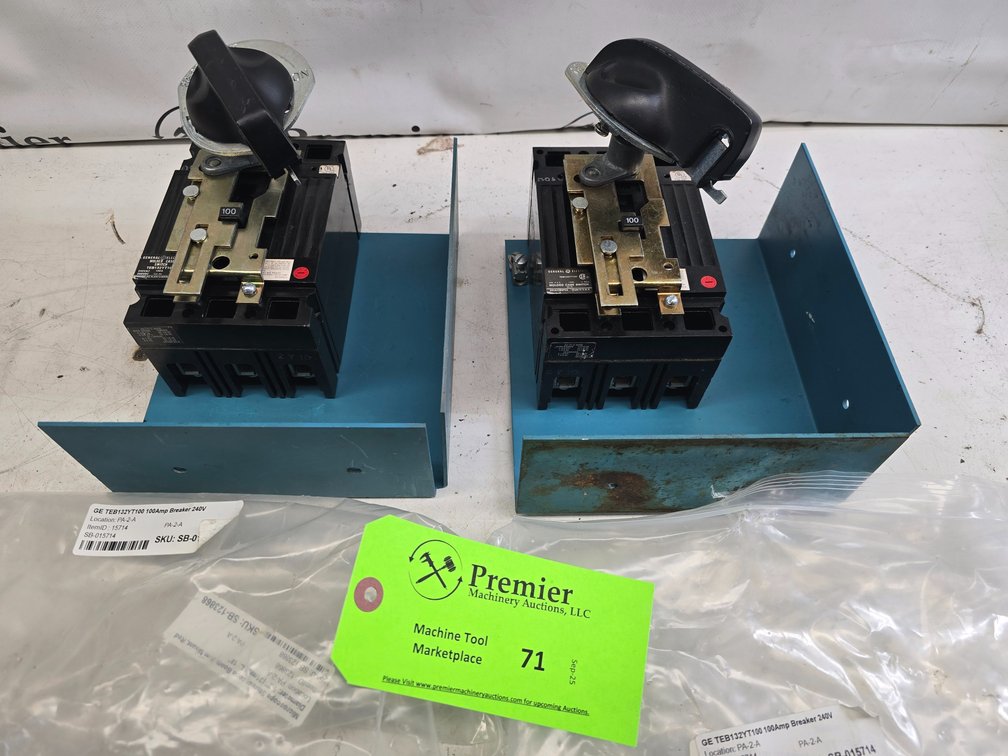 (2) GE No. TEB132YT100, 100 Amp Breaker. 