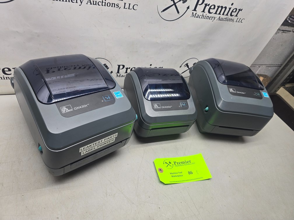 (3) Zebra Label Printers, Missing Power Cords. 