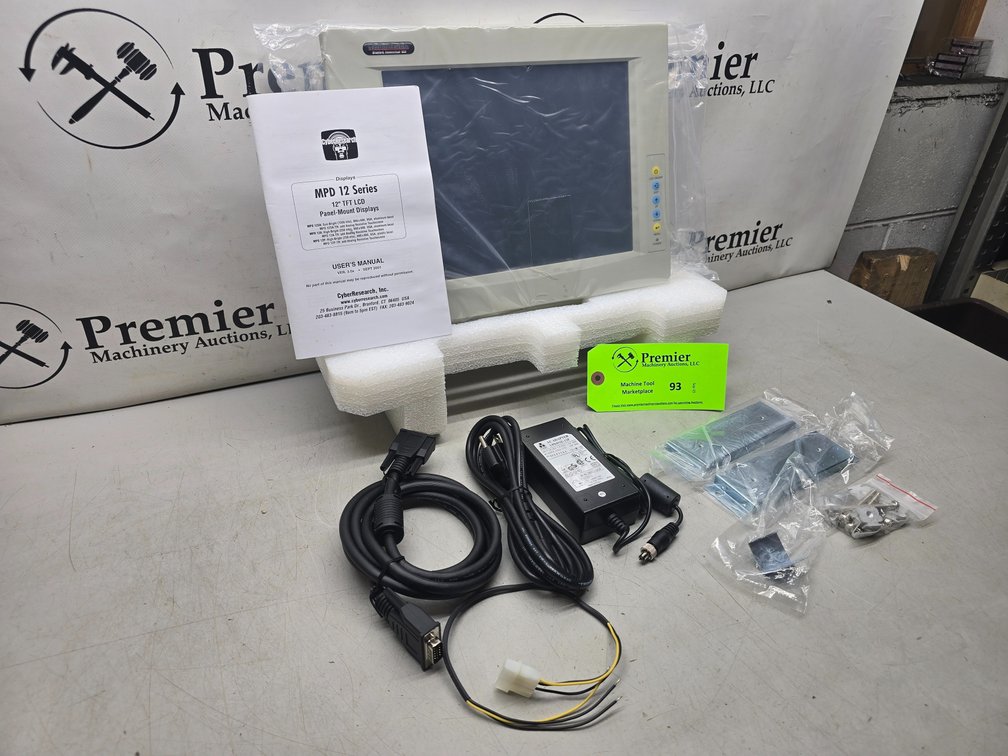 CyberResearch Model: MPD 12 Series 12" TFT LCD Panel-Mount Display with Cords and Bracket Mount Supplies. 