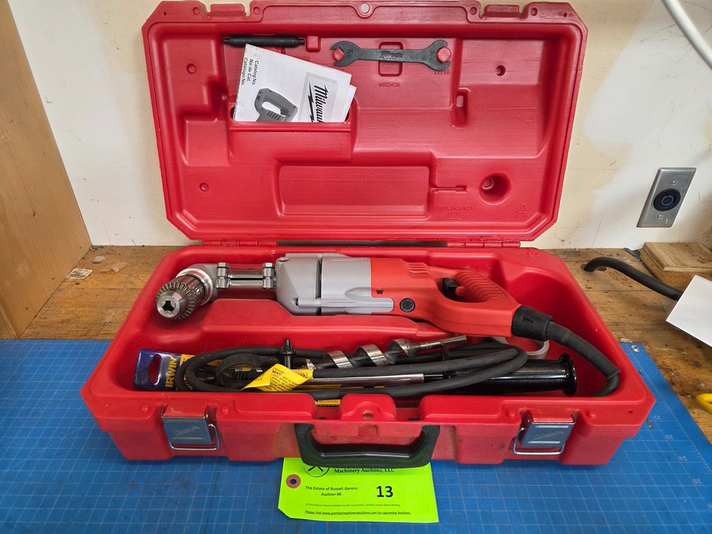 Milwaukee 1/2" Drill with Right Angle Attachment.