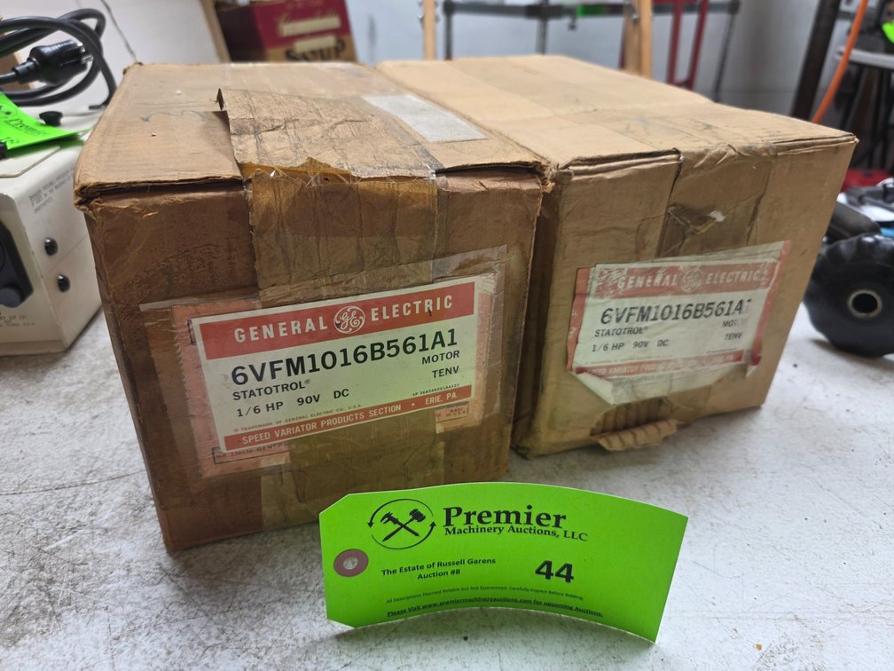(2) N.O.S. General Electric 1/6HP, 90V. "Statotrol" Electric Motors. 