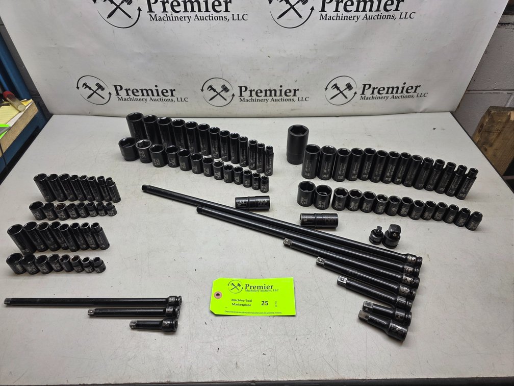 Multiple Complete Sets of Ingersoll Rand Sockets. 