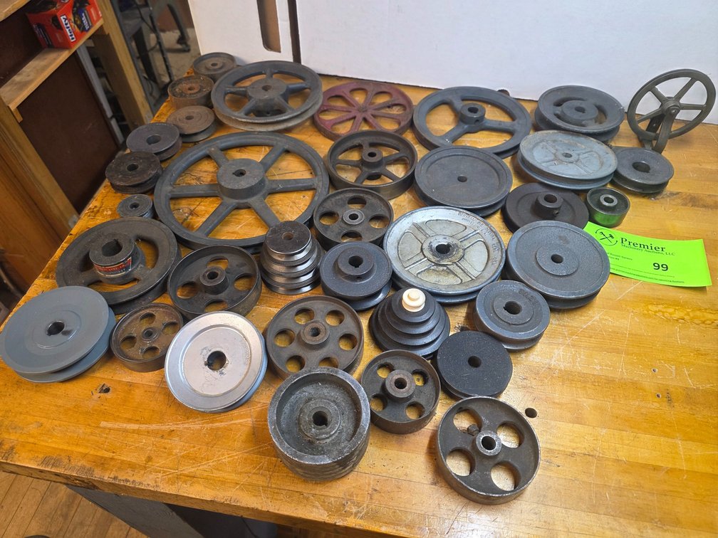Large Assortment of Machine Pulleys.