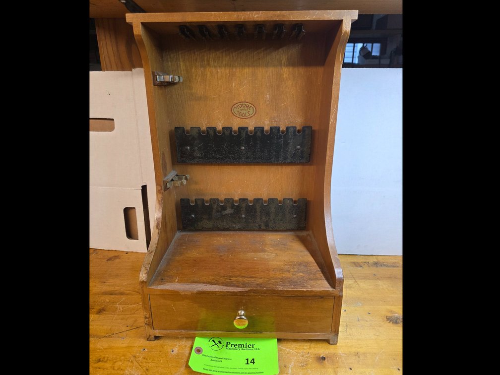 Moore Tools Wood Storage Cabinet.