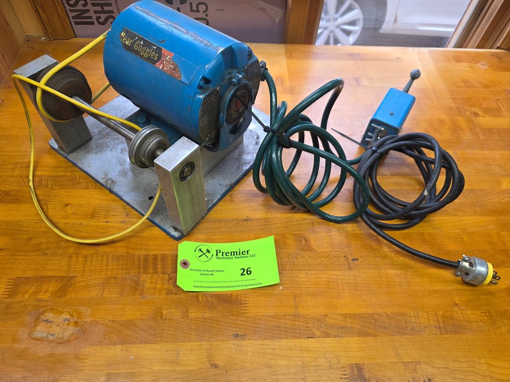 General Electric 1/3 HP Motor w/ Directional Switch and Pulley Assembly. 